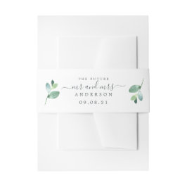 Chic Script Future Mr. Green Foliage Wedding Einladungsbanderole