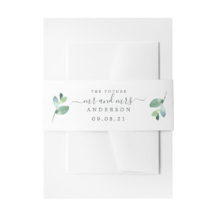 Chic Script Future Mr. Green Foliage Wedding Einladungsbanderole