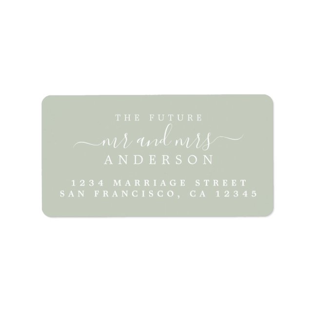 Chic Script Future Mr. Green Wedding Address Adressaufkleber (Vorne)