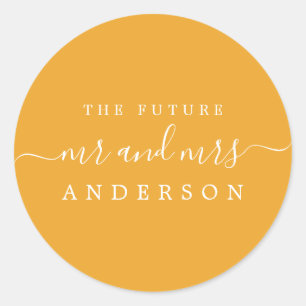 Chic Script Future Mr. Mellow Yellow Wedding Runder Aufkleber