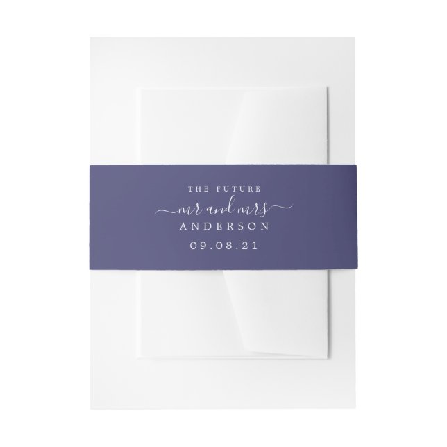 Chic Script Future Mr. Navy Blue Wedding Einladungsbanderole (Vorderseite Beispiel)