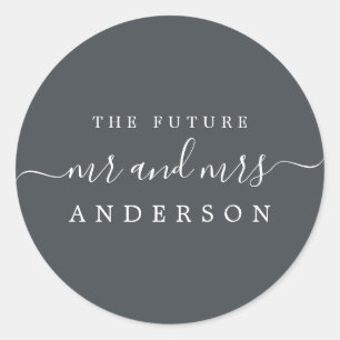 Chic Script Future Mr. Off-Black Wedding Runder Aufkleber