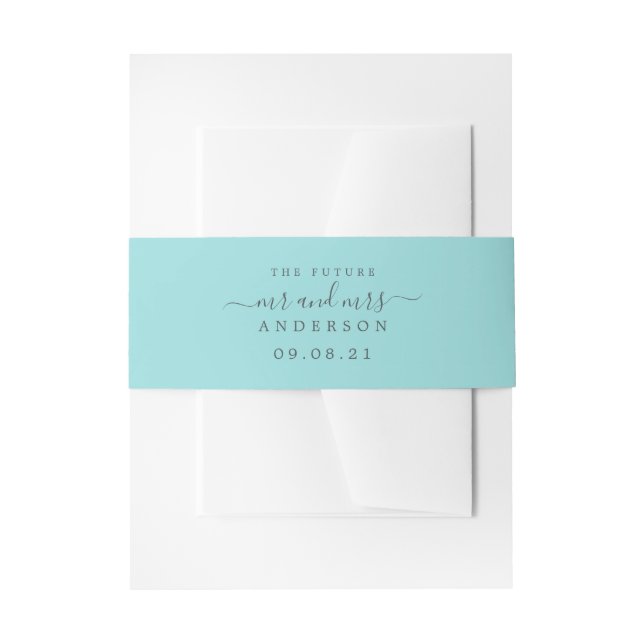 Chic Script Future Mr. Pastel Blue Wedding Einladungsbanderole (Vorderseite Beispiel)