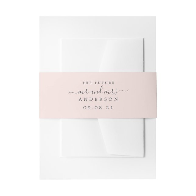 Chic Script Future Mr. Pastel Pink Wedding Einladungsbanderole (Vorderseite Beispiel)