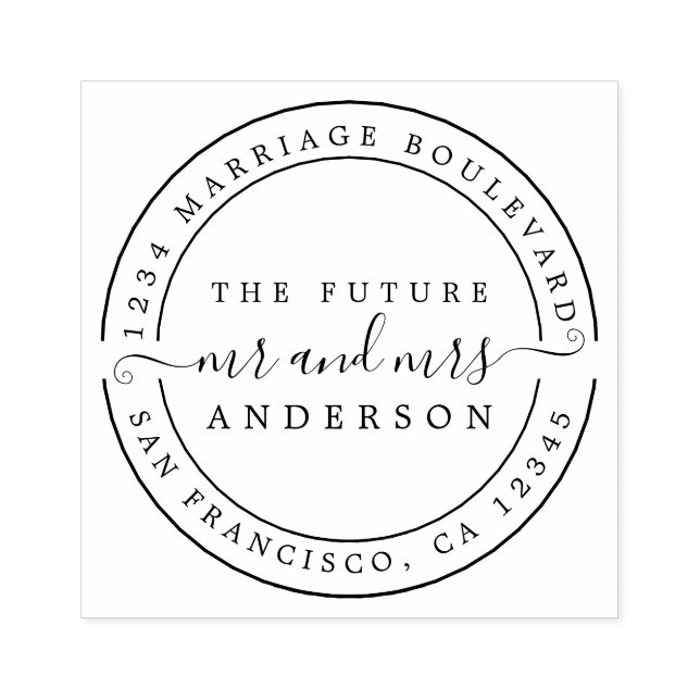 Chic Script Future Mr. Round Rücksendeadresse Gummistempel (Prägung)