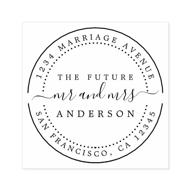 Chic Script Future Mr. Round Rücksendeadresse Gummistempel (Prägung)