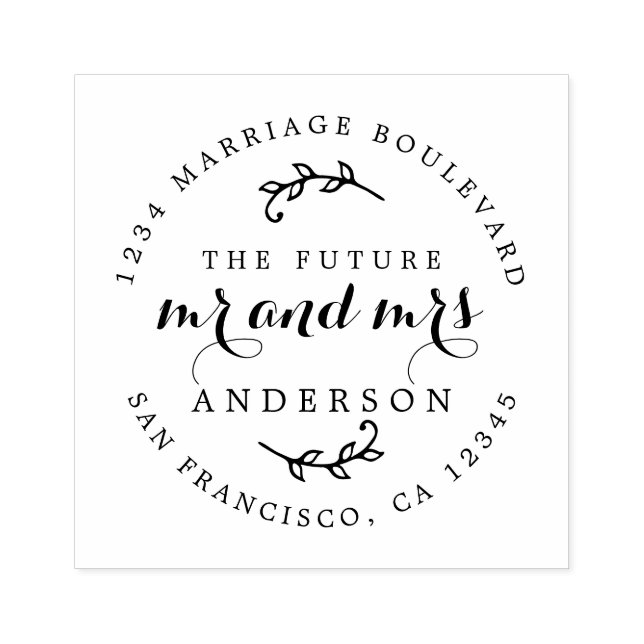 Chic Script Future Mr. Round Rücksendeadresse Gummistempel (Prägung)