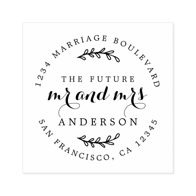 Chic Script Future Mr. Round Rücksendeadresse Gummistempel (Prägung)