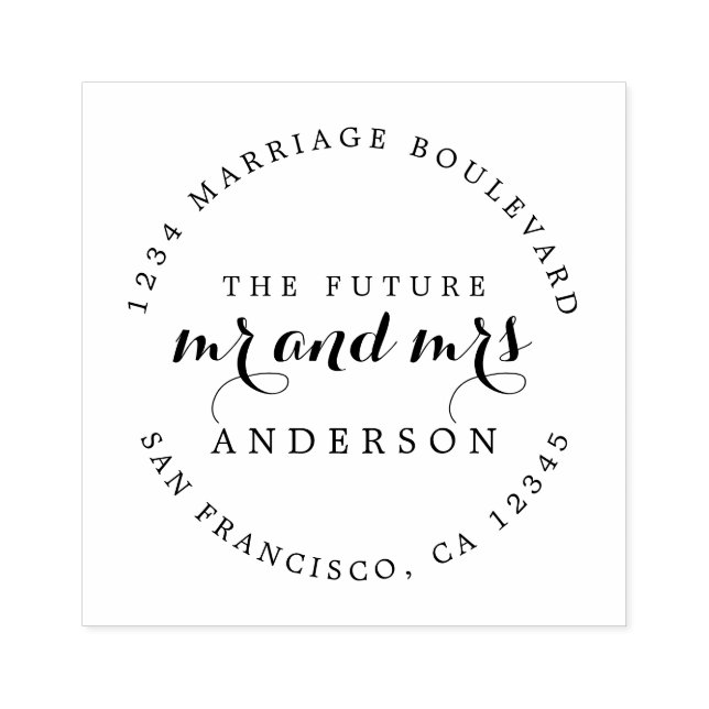 Chic Script Future Mr. Round Rücksendeadresse Gummistempel (Prägung)