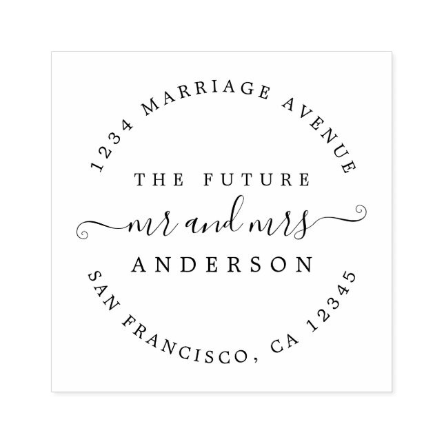 Chic Script Future Mr. Round Rücksendeadresse Gummistempel (Prägung)