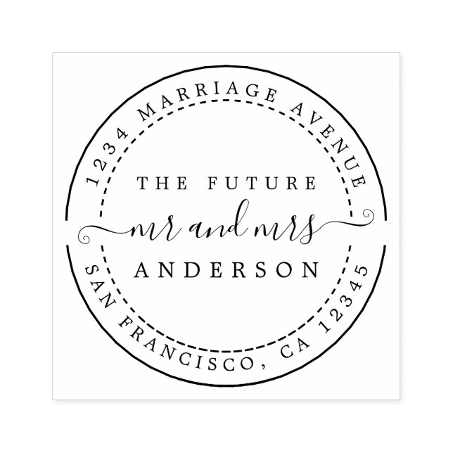 Chic Script Future Mr. Round Rücksendeadresse Gummistempel (Prägung)