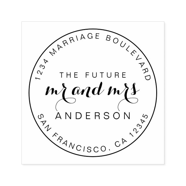 Chic Script Future Mr. Round Rücksendeadresse Rub Gummistempel (Prägung)