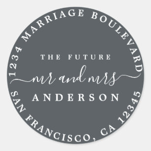 Chic Script Future Mr. Rücksendeadresse Off-Black Runder Aufkleber