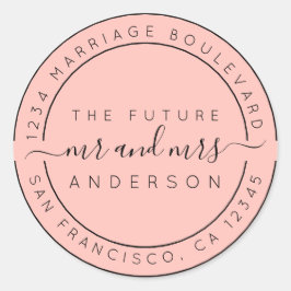 Chic Script Future Mr. Rücksendeadresse Pink Runder Aufkleber