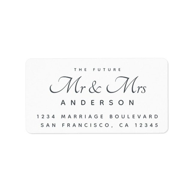 Chic Script Future Mr. Wedding Address Adressaufkleber (Vorne)