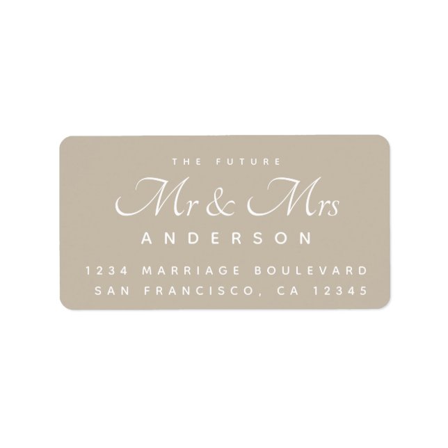 Chic Script Future Mr. Wedding Address Adressaufkleber (Vorne)