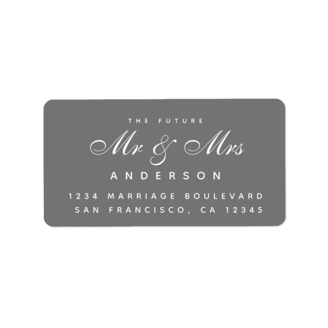 Chic Script Future Mr. Wedding Address Label Adressaufkleber (Vorne)