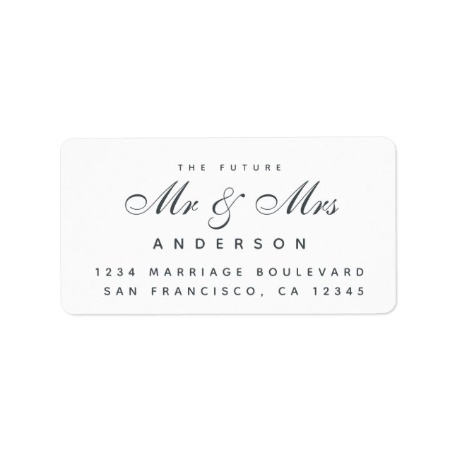 Chic Script Future Mr. Wedding Address Label Adressaufkleber (Vorne)