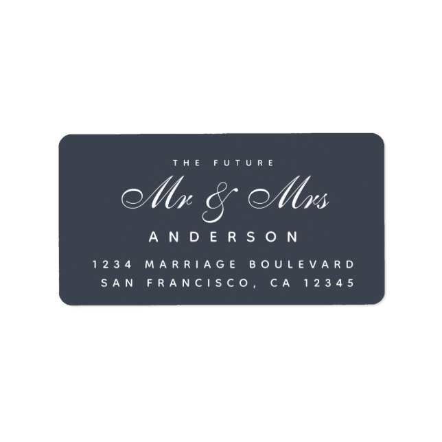 Chic Script Future Mr. Wedding Address Label Adressaufkleber (Vorne)