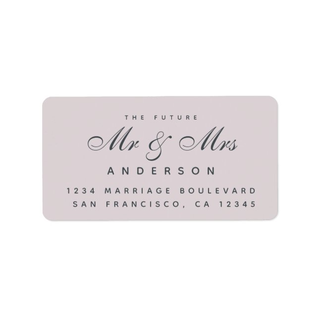 Chic Script Future Mr. Wedding Address Label Adressaufkleber (Vorne)