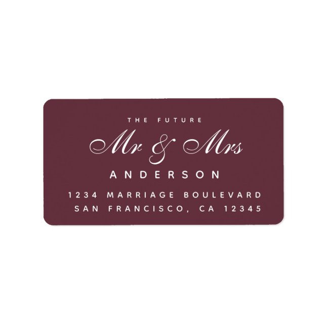 Chic Script Future Mr. Wedding Address Label Adressaufkleber (Vorne)