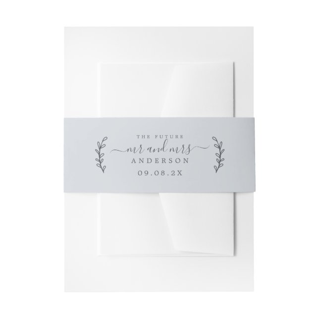 Chic Script Future Mr. Wedding Date Blue Einladungsbanderole (Vorderseite Beispiel)