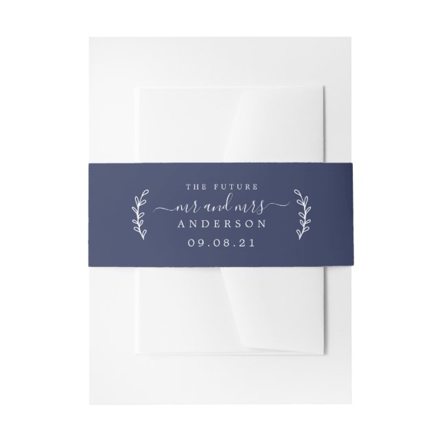 Chic Script Future Mr. Wedding Date Dark Blue Einladungsbanderole (Vorderseite Beispiel)