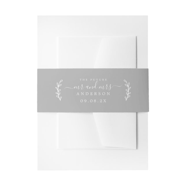 Chic Script Future Mr. Wedding Date Gray Einladungsbanderole (Vorderseite Beispiel)