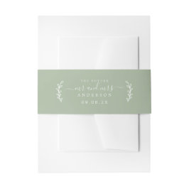 Chic Script Future Mr. Wedding Date Green Einladungsbanderole