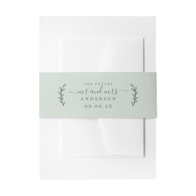 Chic Script Future Mr. Wedding Date Green Einladungsbanderole (Vorderseite Beispiel)