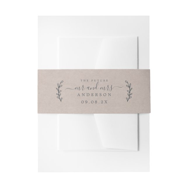 Chic Script Future Mr. Wedding Date Kraft Einladungsbanderole (Vorderseite Beispiel)