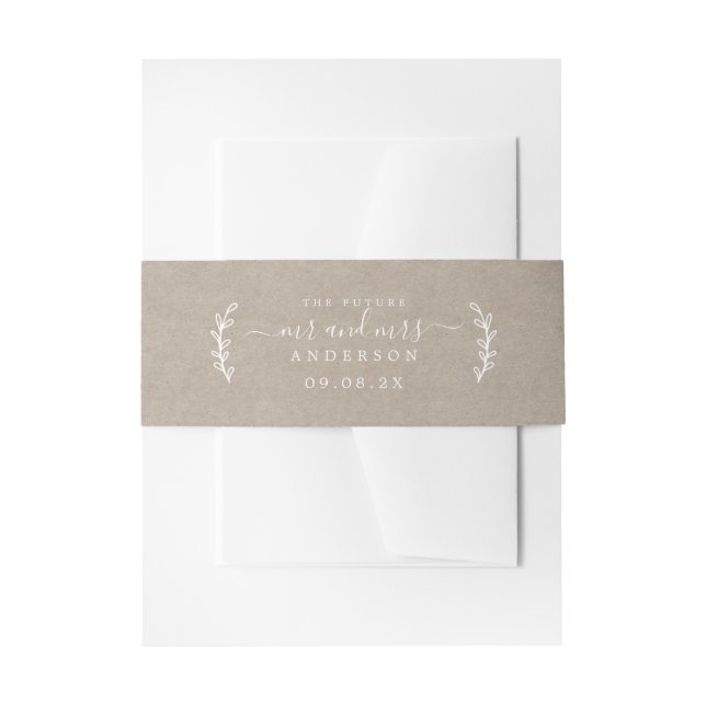 Chic Script Future Mr. Wedding Date Kraft Einladungsbanderole (Vorderseite Beispiel)