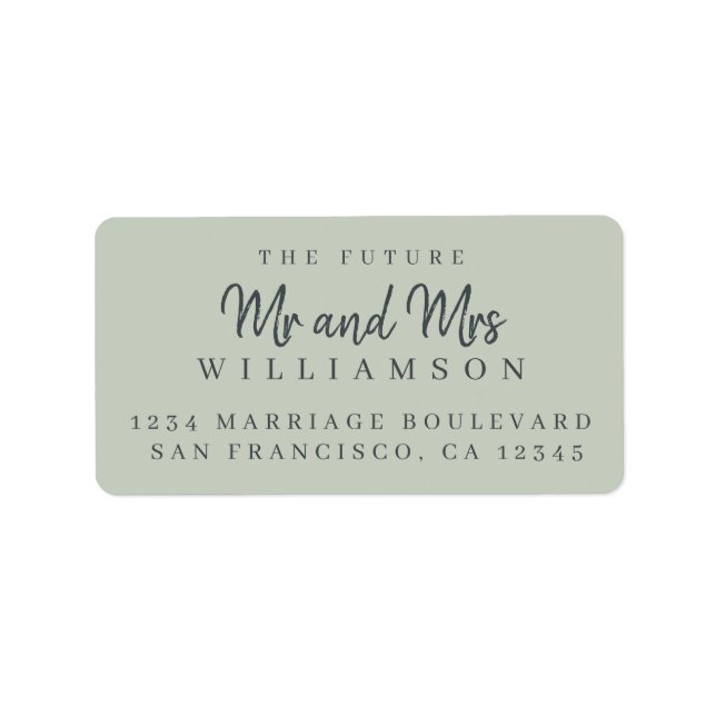 Chic Script Future Mr. Wedding Rücksendeadresse Adressaufkleber (Vorne)