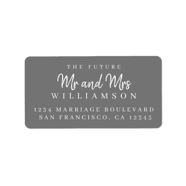 Chic Script Future Mr. Wedding Rücksendeadresse Adressaufkleber (Vorne)