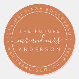 Chic Script Future Mr. Wedding Rücksendeadresse C Runder Aufkleber