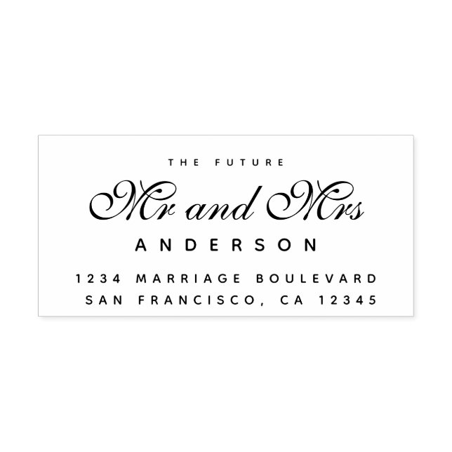 Chic Script Future Mr. Wedding Rücksendeadresse Gummistempel (Prägung)