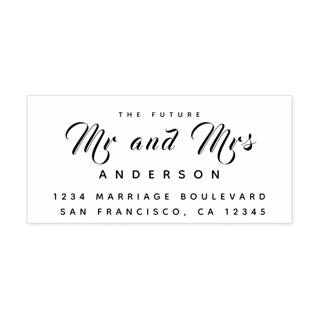 Chic Script Future Mr. Wedding Rücksendeadresse Gummistempel (Prägung)