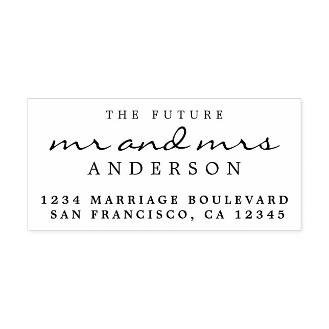 Chic Script Future Mr. Wedding Rücksendeadresse Gummistempel (Prägung)