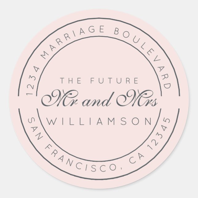 Chic Script Future Mr. Wedding Rücksendeadresse Runder Aufkleber (Vorderseite)