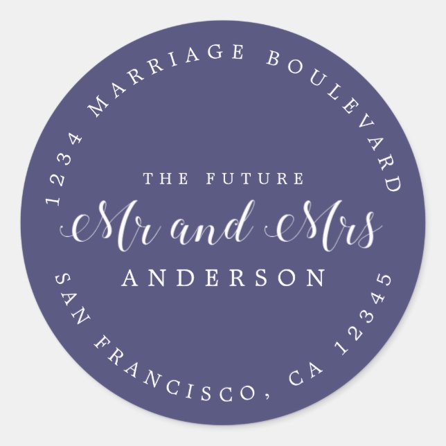 Chic Script Future Mr. Wedding Rücksendeadresse Runder Aufkleber (Vorderseite)