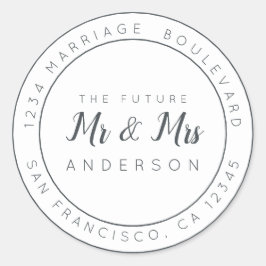Chic Script Future Mr. Wedding Rücksendeadresse Runder Aufkleber