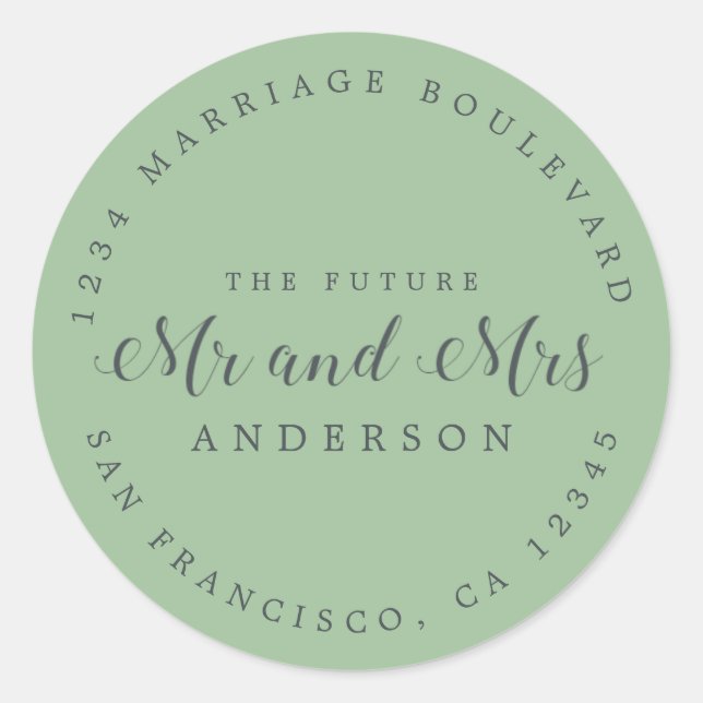 Chic Script Future Mr. Wedding Rücksendeadresse Runder Aufkleber (Vorderseite)