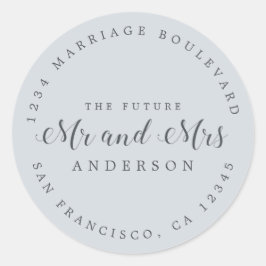 Chic Script Future Mr. Wedding Rücksendeadresse Runder Aufkleber