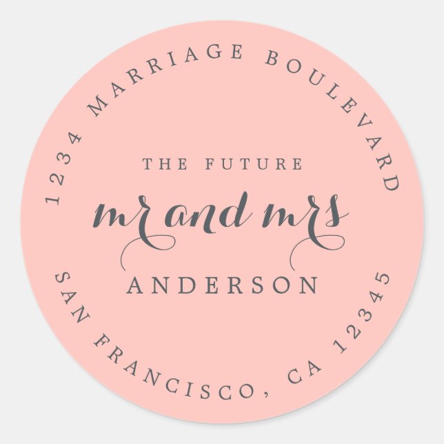 Chic Script Future Mr. Wedding Rücksendeadresse Runder Aufkleber (Vorderseite)