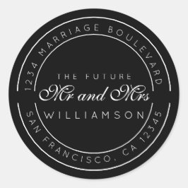 Chic Script Future Mr. Wedding Rücksendeadresse Runder Aufkleber