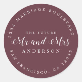 Chic Script Future Mr. Wedding Rücksendeadresse Runder Aufkleber