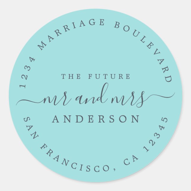 Chic Script Future Mr. Wedding Rücksendeadresse Runder Aufkleber (Vorderseite)