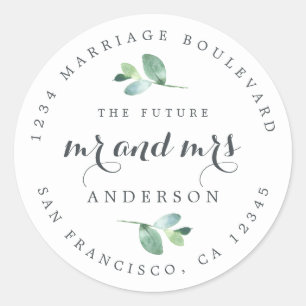 Chic Script Future Mr. Wedding Rücksendeadresse Runder Aufkleber