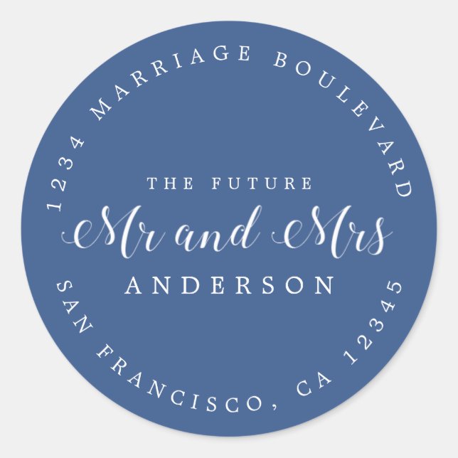 Chic Script Future Mr. Wedding Rücksendeadresse Runder Aufkleber (Vorderseite)