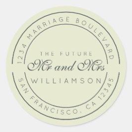 Chic Script Future Mr. Wedding Rücksendeadresse Runder Aufkleber